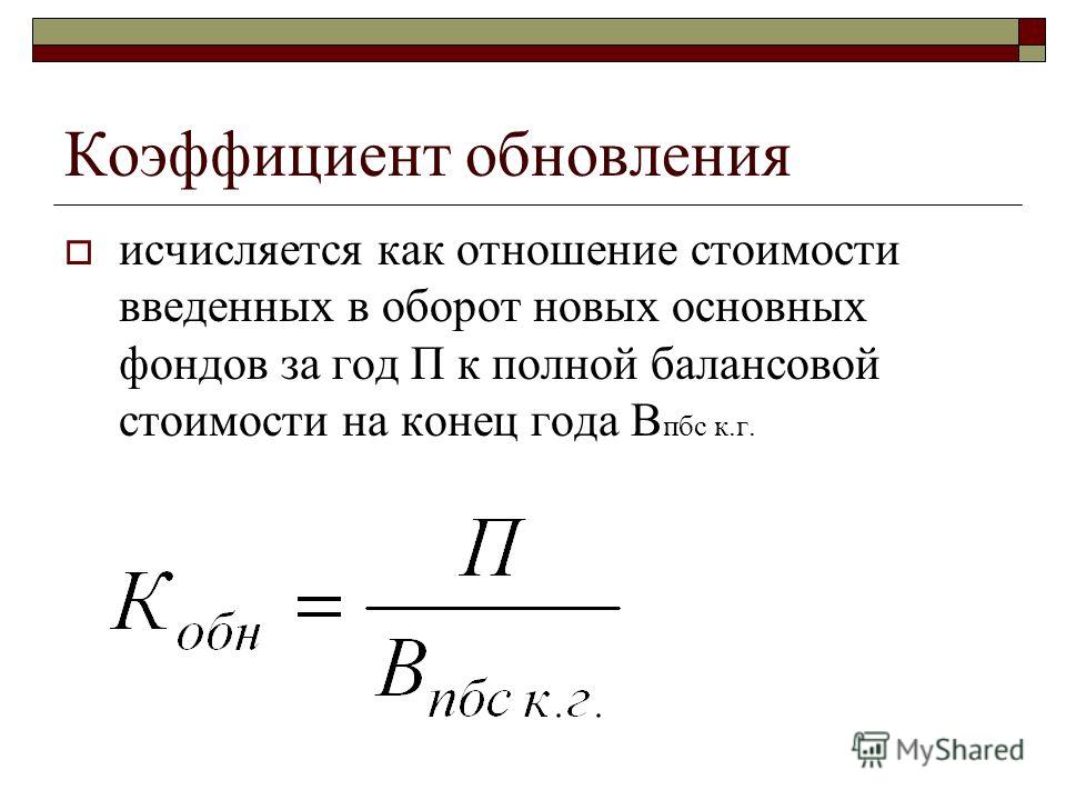 Коэффициент обновления основных средств формула