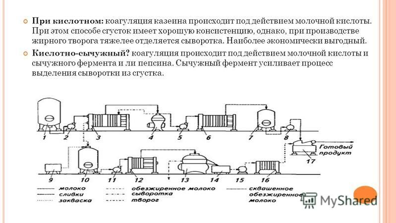 Технологическая схема производства творога раздельным способом