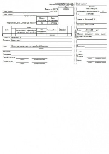 Образец заполнения пко: Приходный кассовый ордер (ПКО) в 2022 году ...
