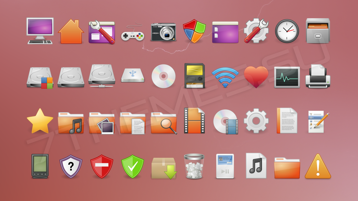 Создание значков. Набор иконок. Реалистичные иконки. Набор иконок для Linux. Значки рабочего стола убунту.