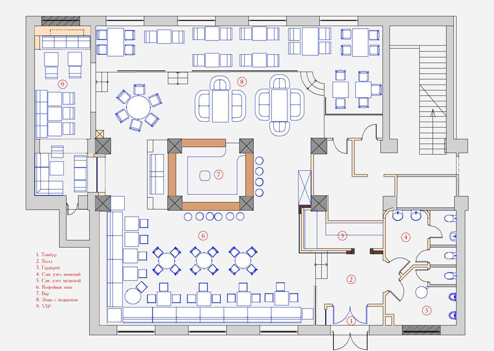 Помещение ресторана план