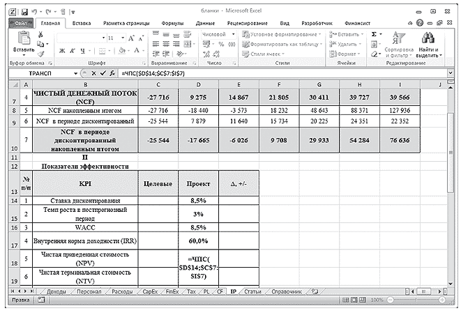 Расчет инвестиционных проектов в excel npv irr dpp pi pp