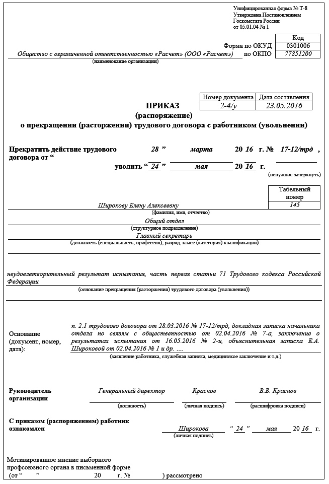 Испытательный срок статья тк рф: ТК РФ Статья 71 Результат испытания