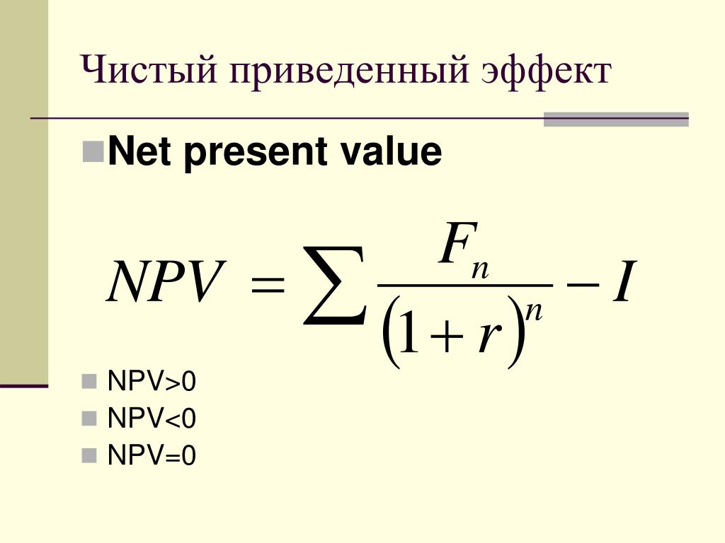 Формула нпв проекта