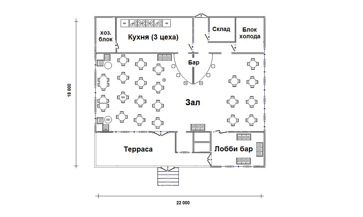 Кафе 200 кв м планировка