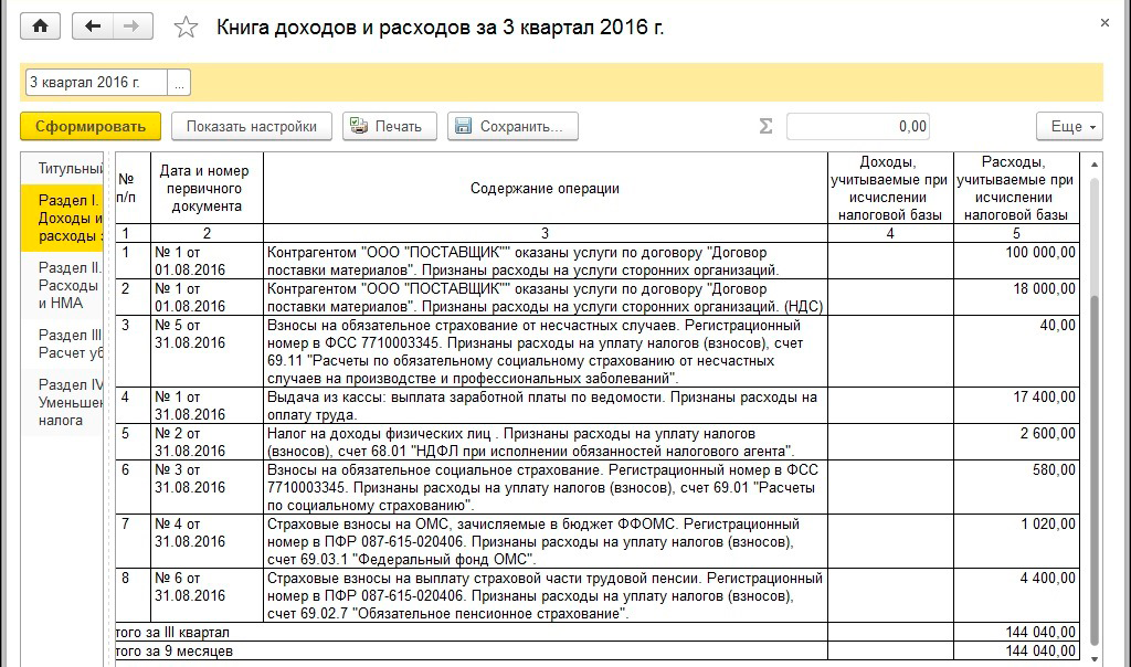 1с расходы при усн не списано