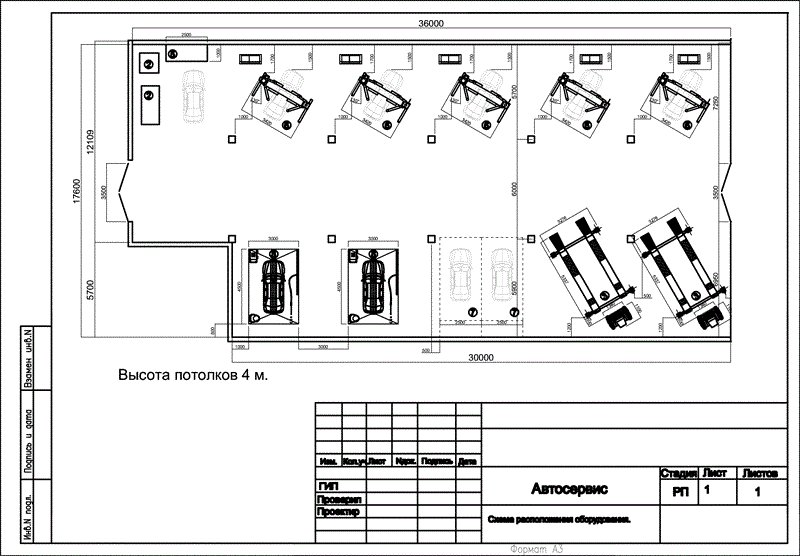 План автосервиса чертеж